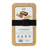 2-Layer Bento Box With Utensils 7.25in x 4in