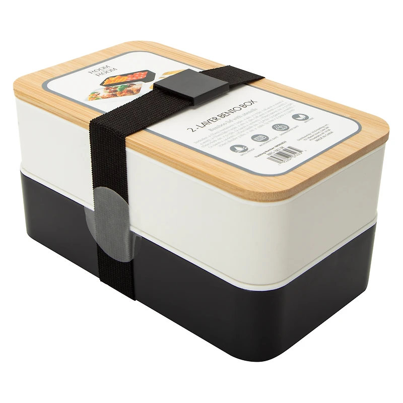 2-Layer Bento Box With Utensils 7.25in x 4in