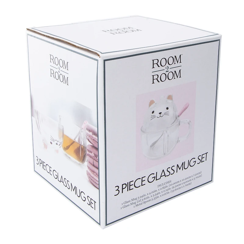 Animal Glass Mug Set 3-Piece