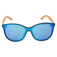 Ladies Bamboo Mirror Shield Sunglasses