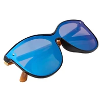 Ladies Bamboo Mirror Shield Sunglasses