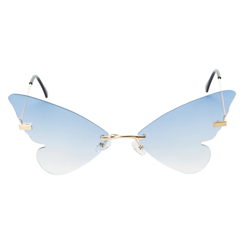 Ladies Rimless Metal Butterfly Sunglasses