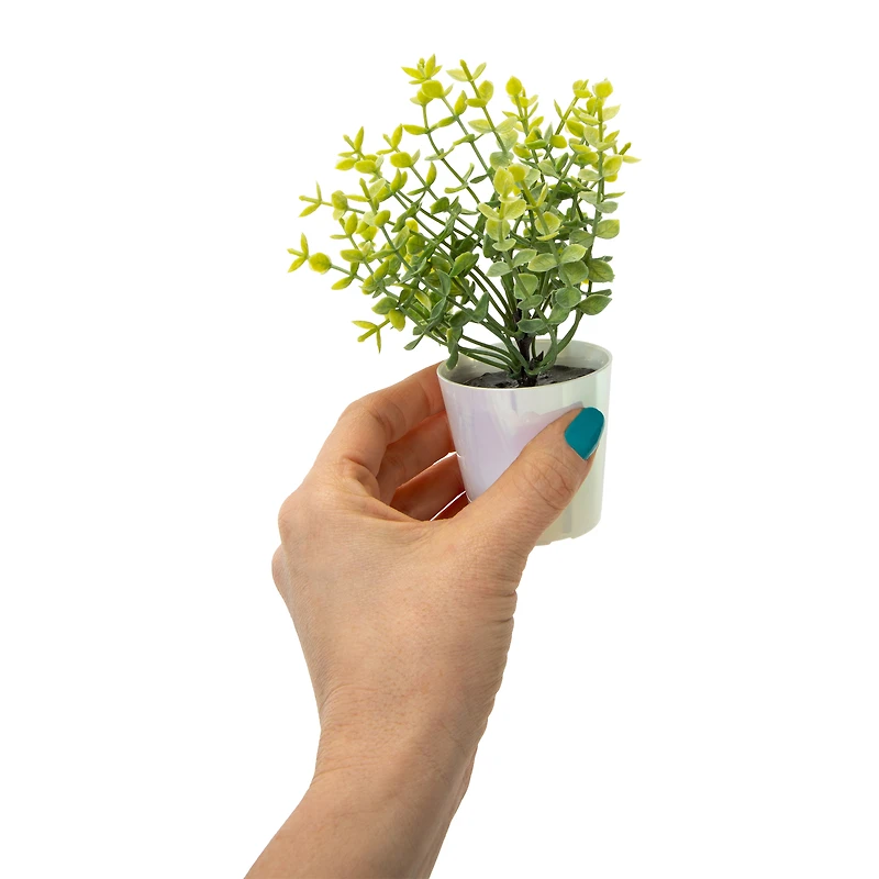 Mini Iridescent Potted Faux Plants 3-Pack