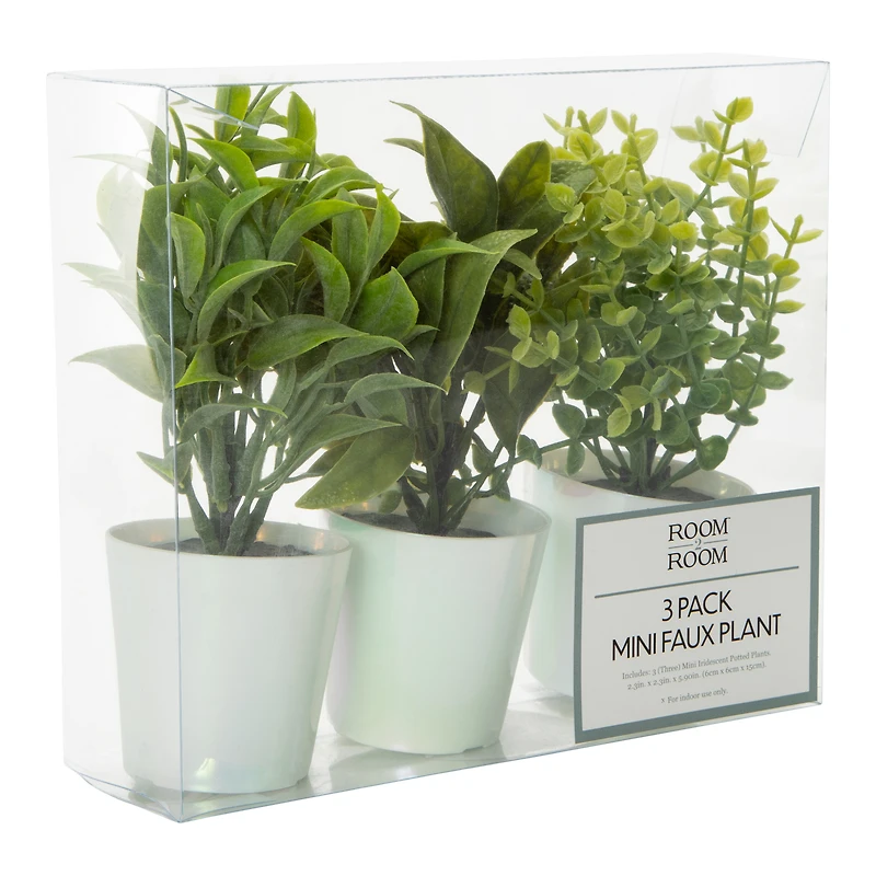 Mini Iridescent Potted Faux Plants 3-Pack