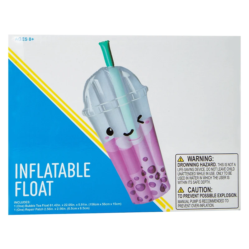 Inflatable Bubble Tea Pool Float 61.42in x 22.05in