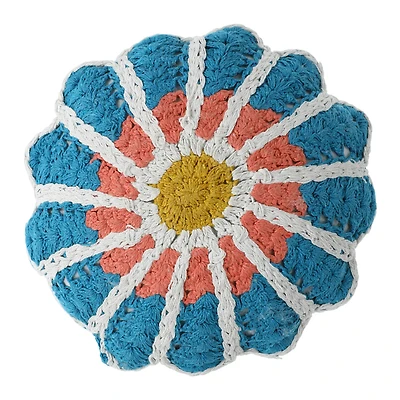 Round Flower Throw Pillow 15in
