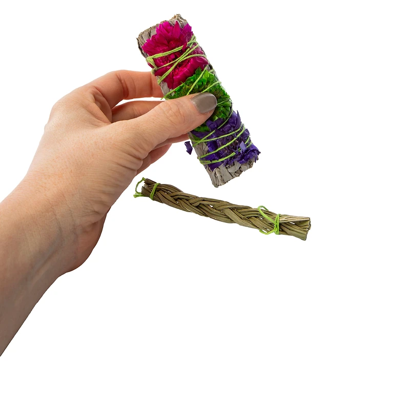 Organic Wildflower & Sweet Grass Smudge Stick Set 2-Count