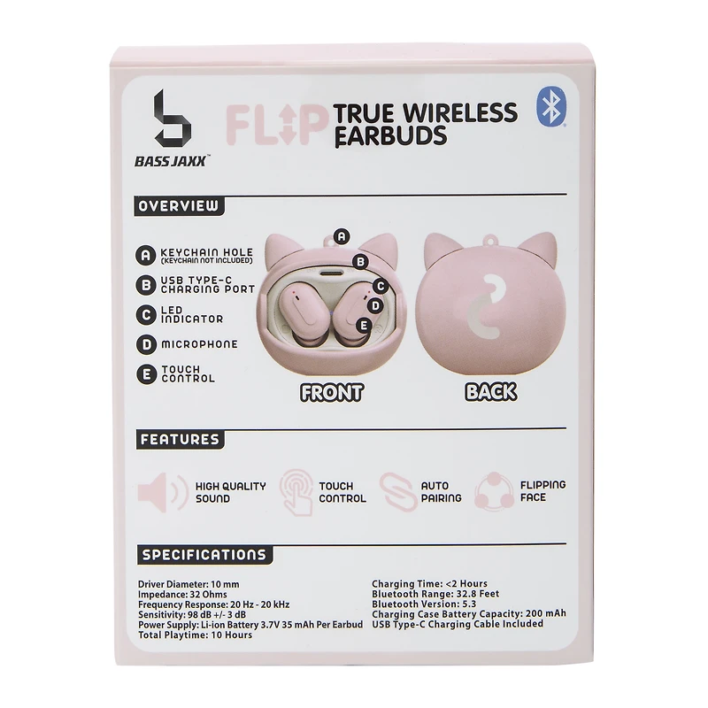 Flip True Wireless Bluetooth® Earbuds With Mic