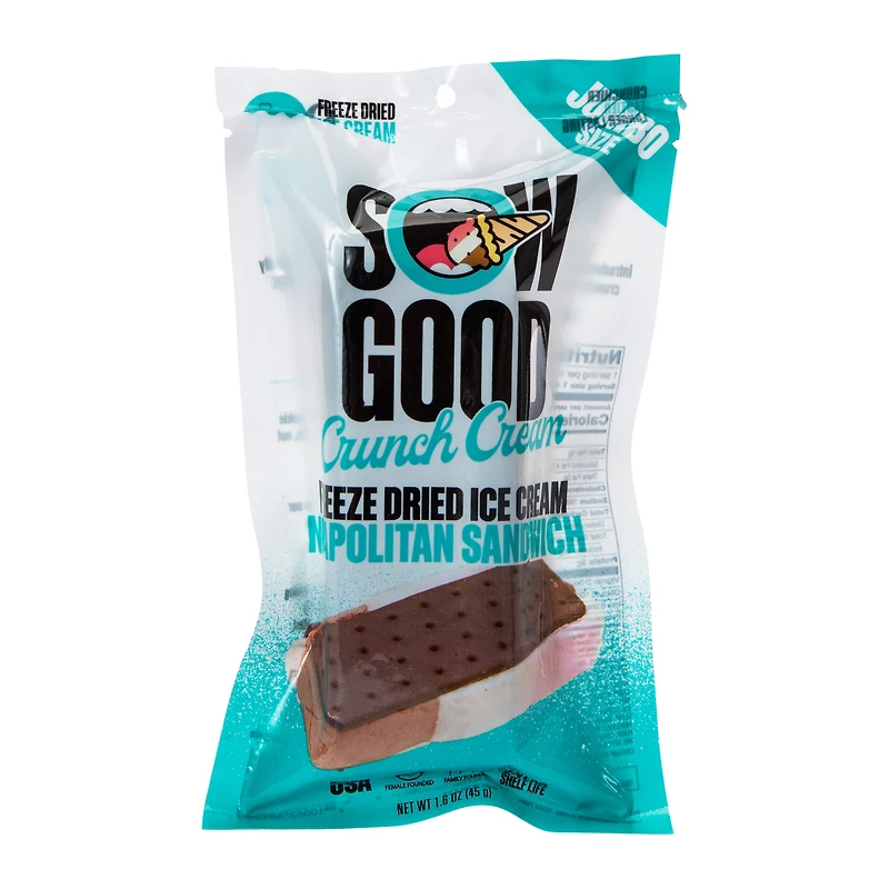 Sow Good Crunch Cream Freeze Dried Ice Cream Neapolitan Sandwich 1.6oz