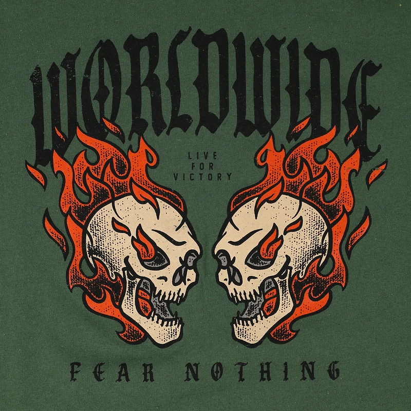 'Worldwide' Flaming Skulls Graphic Tee