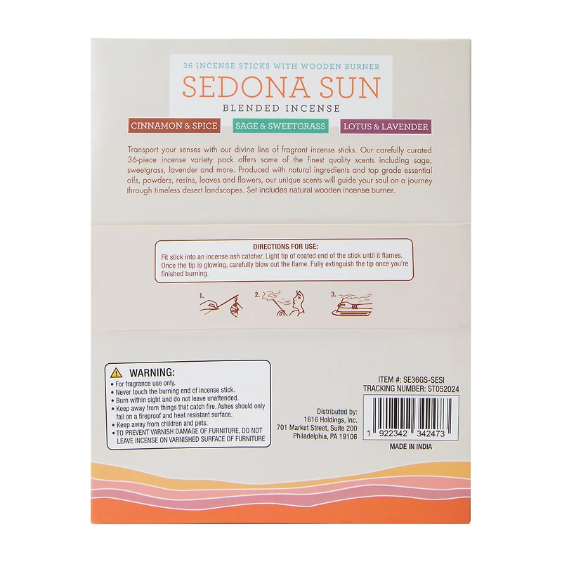 Sedona Sun Blended Incense With Wooden Burner