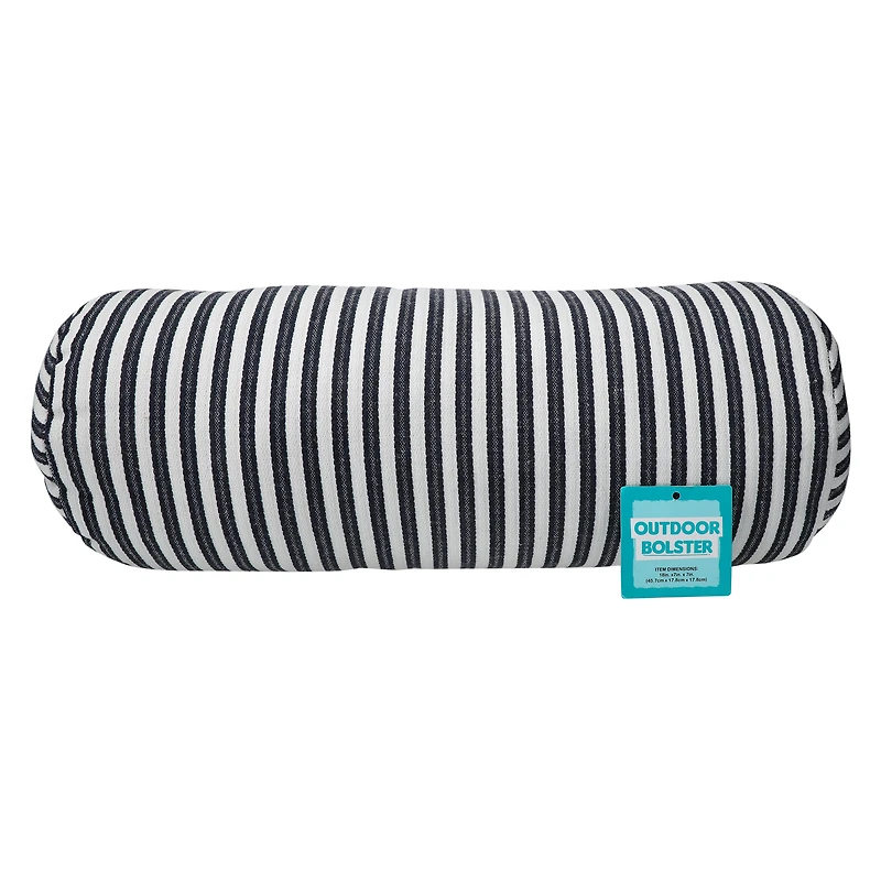 Striped Outdoor Bolster Pillow 18in x 7in