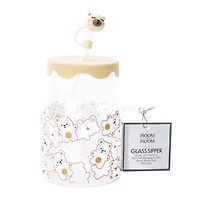 Kawaii Glass Drink Tumbler With Lid 26.4oz