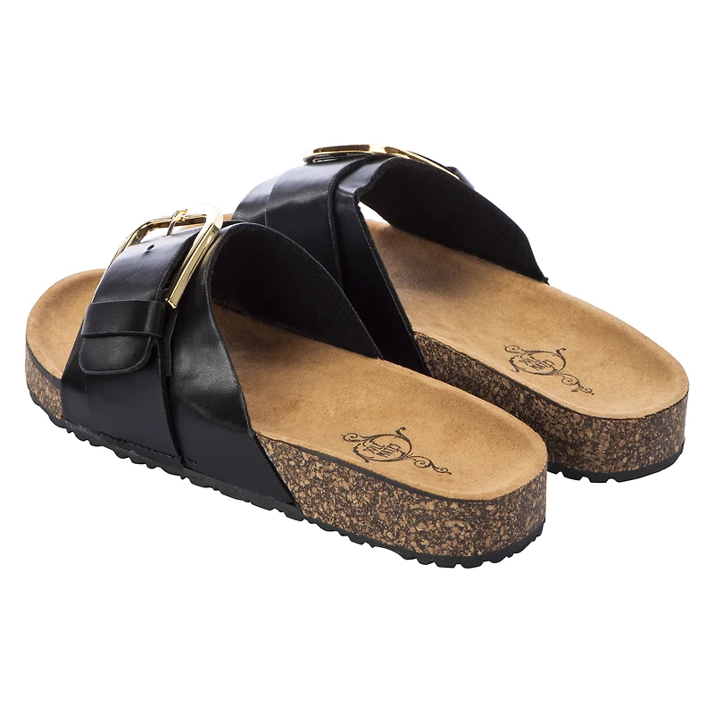 Ladies Jute Buckle Slide Sandals