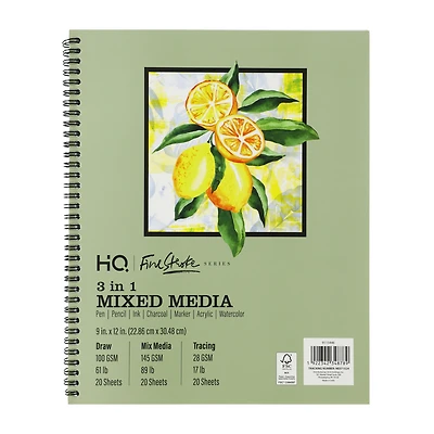 HQ 3-in-1 Mixed Media Sketch Book