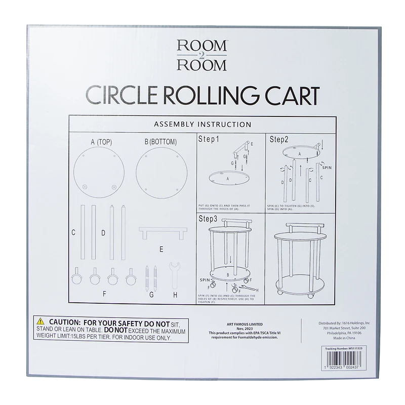 Circle Rolling Cart 15.74in x 21.25in