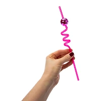 Pink Disco Plastic Straws 4-Count