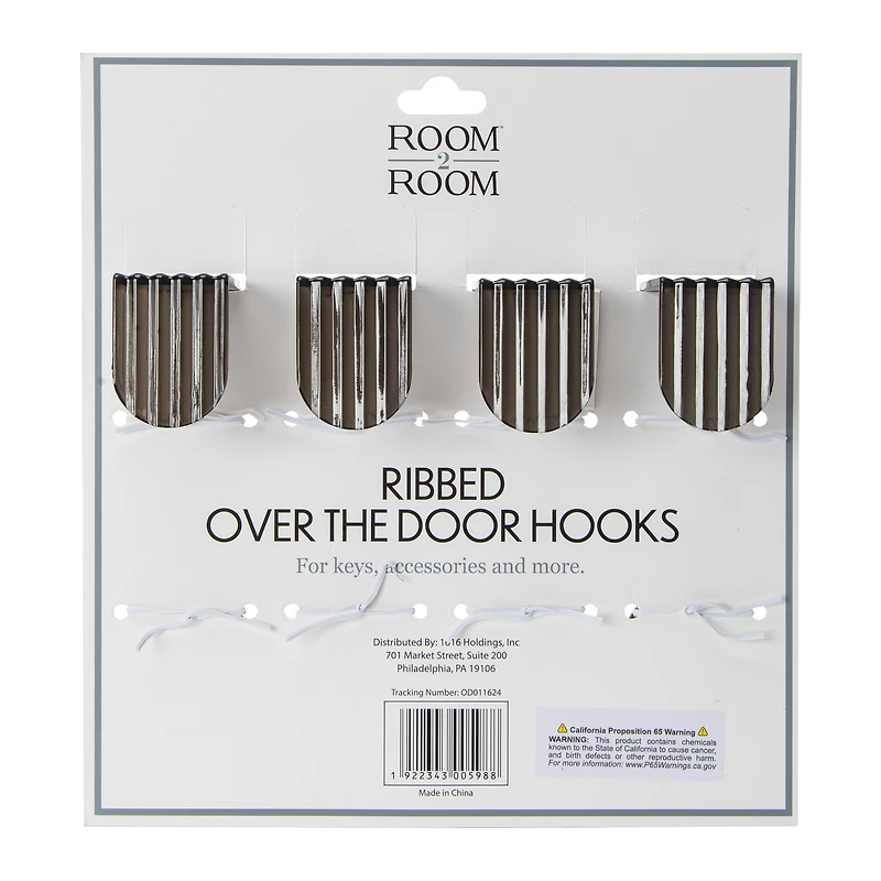Textured Over The Door Hooks 4-Count