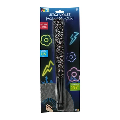 UV Glow Folding Fan 25in