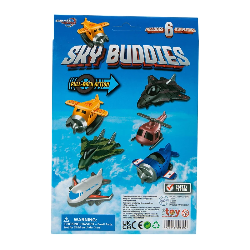Sky Buddies Pull-Back Toy Airplanes 6-Pack
