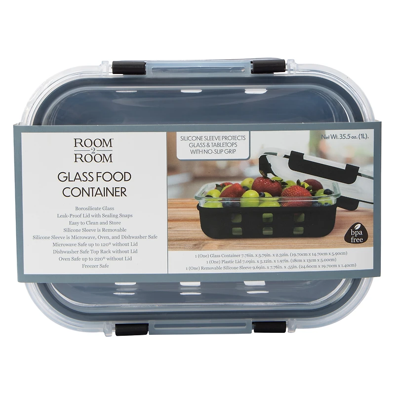 Glass Food Container With Silicone Sleeve 35.05oz