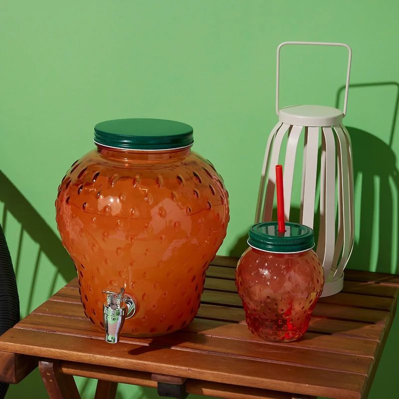 Strawberry Shaped Glass Drink Sipper