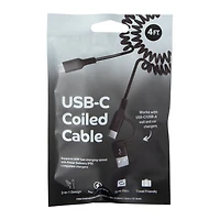 4ft USB-C Coiled Cable With USB-A Adapter 20W
