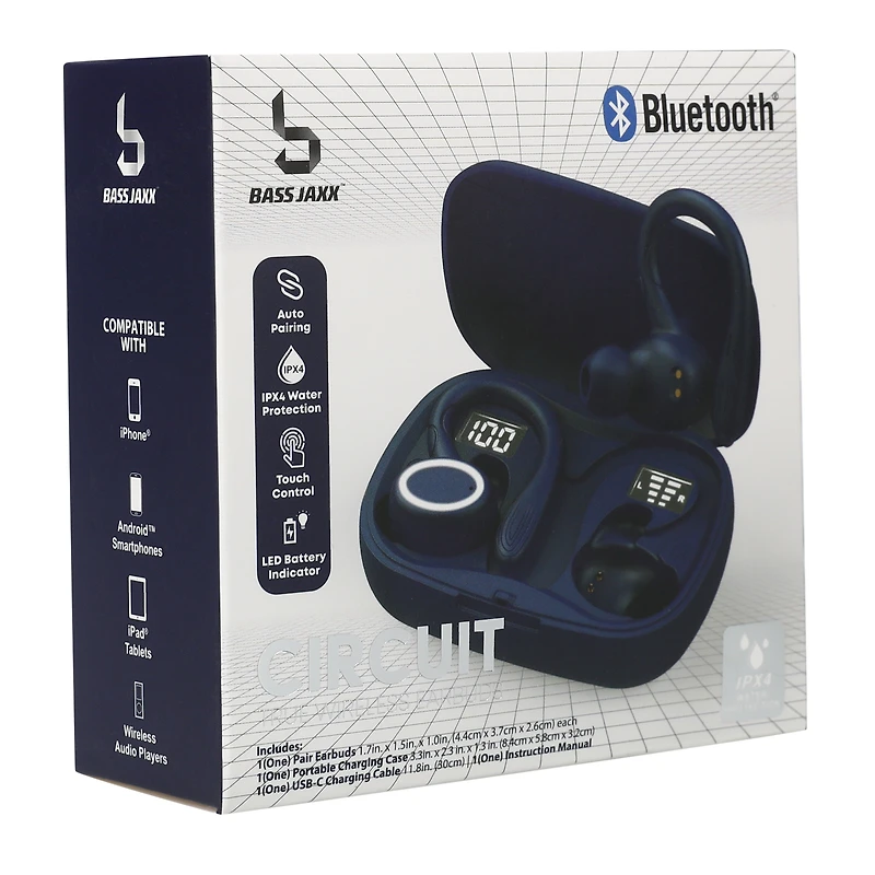 Water-Resistant Bluetooth® LED Earbuds With Microphone & Sport Hooks