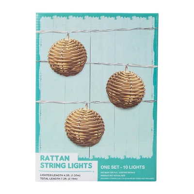 Rattan String Lights Set 7.2ft
