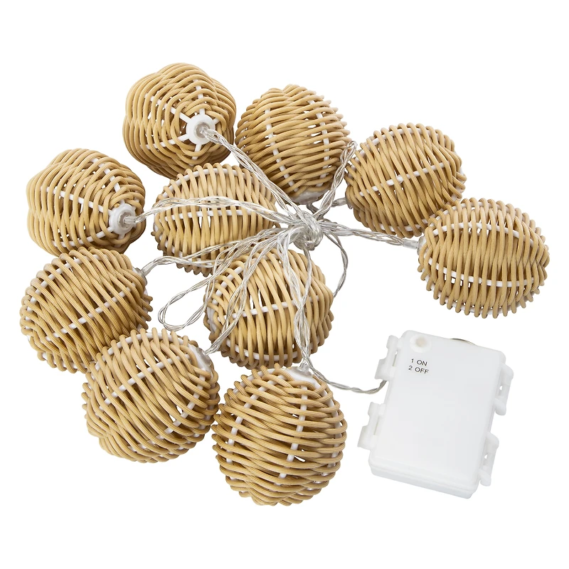 Rattan String Lights Set 7.2ft