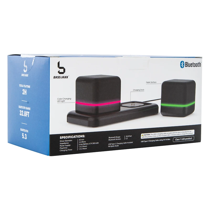 Dual Bluetooth® LED Wireless Speakers 2-Pack