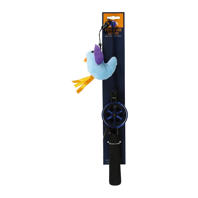 Fishing Rod Cat Toy With Plush Crinkle Teaser