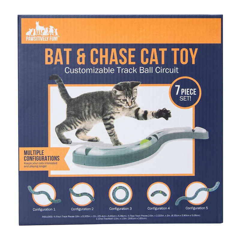 Bat & Chase Cat Toy Customizable Track Ball Circuit 7-Piece