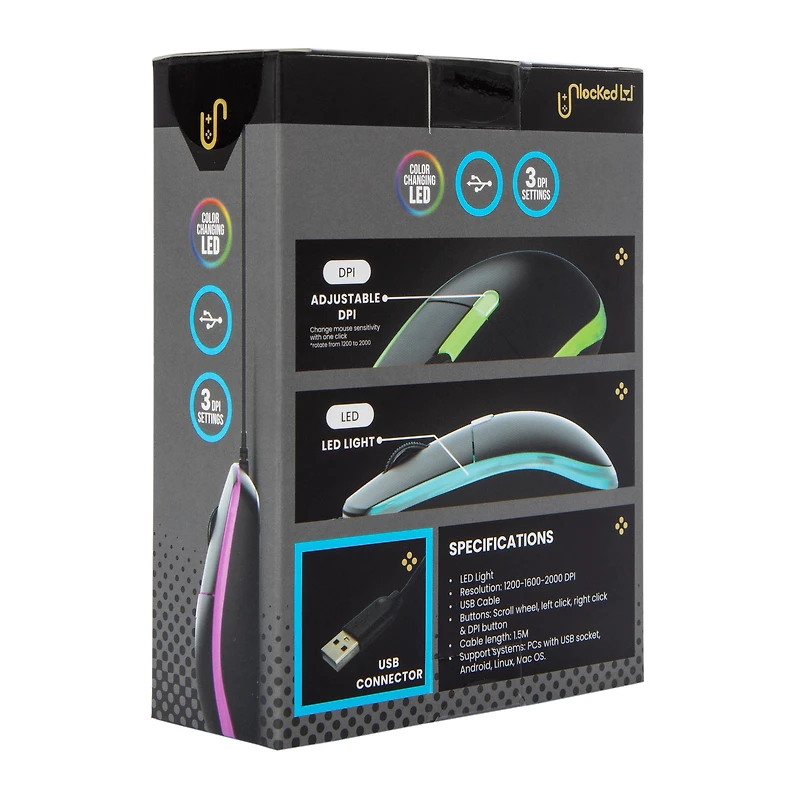 Unlocked Lvl™ Wired LED Gaming Mouse
