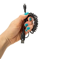 4ft Rapid Charge 8-Pin To USB-C/USB-A Coiled Cable