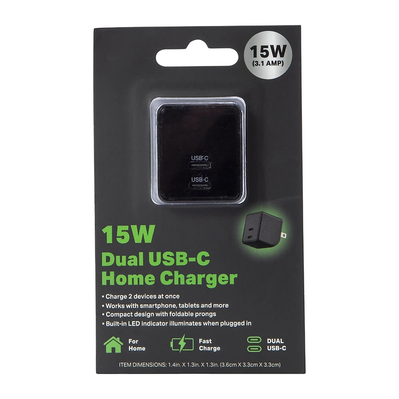 15W Dual USB-C Wall Charger