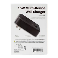 15W USB-C & USB Wall Charger With Outlets