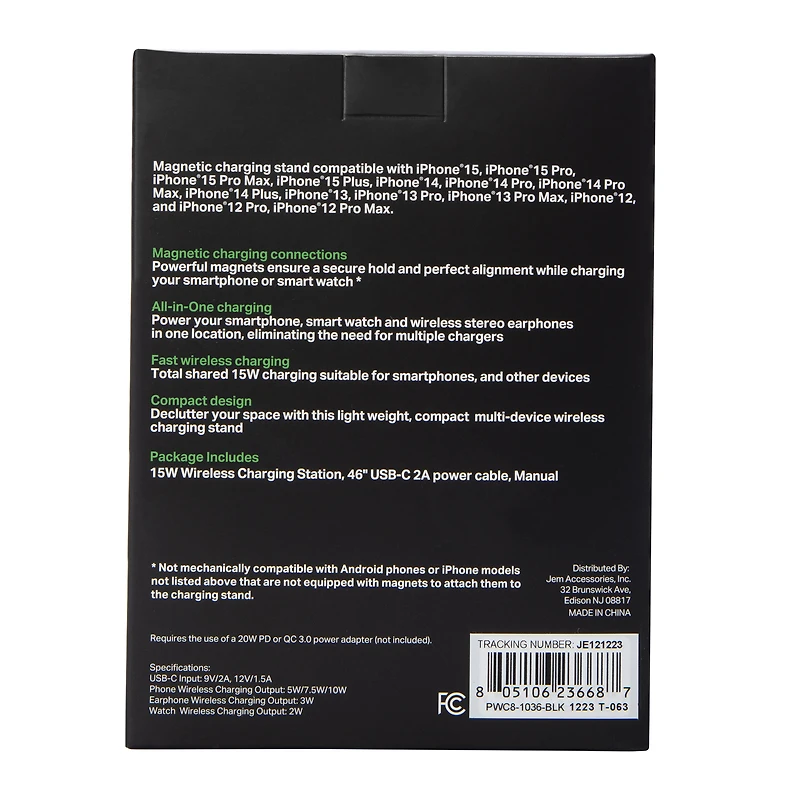 15W 3-In-1 Multi-Device Wireless Charging Station