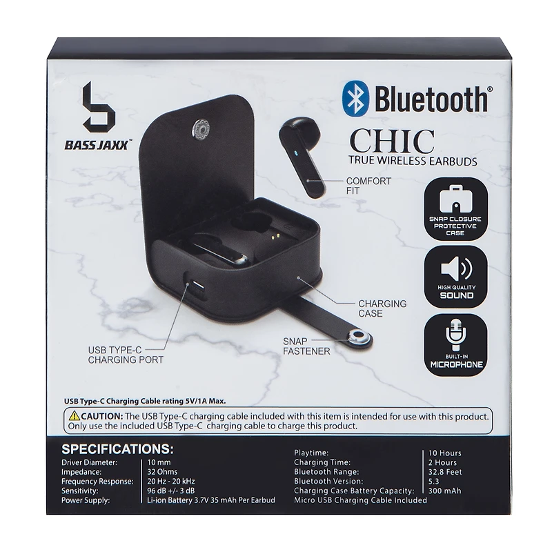 Bass Jaxx™ Chic True Wireless Bluetooth® Earbuds