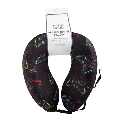 Printed Memory Foam Travel Pillow 10in x 11in