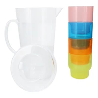 Clear Pitcher & Stackable Rainbow Cups Set