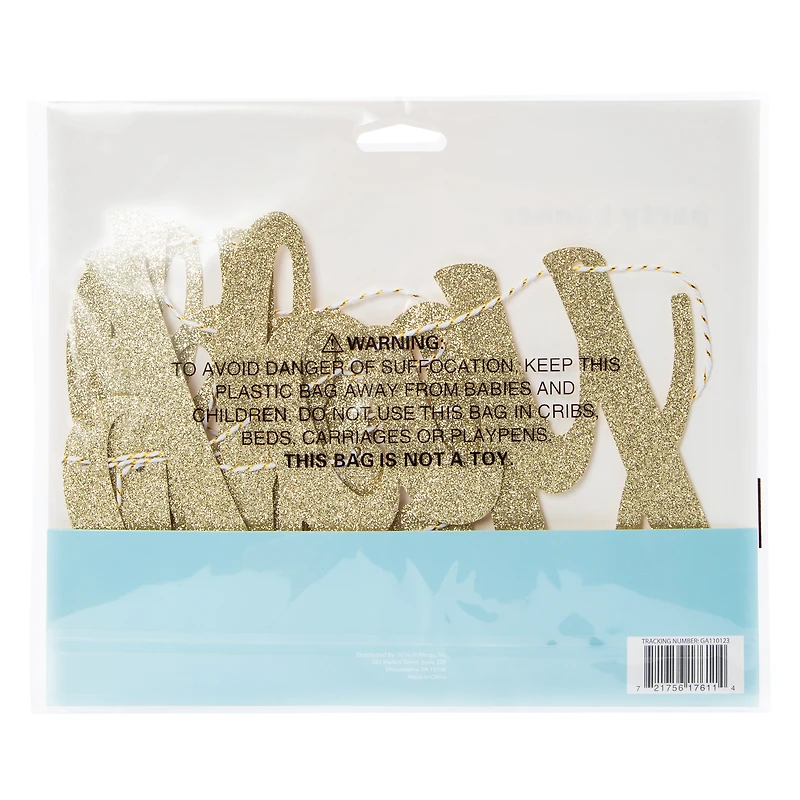 Glitter 'Happy Birthday' Party Banner 96in x 9.46in