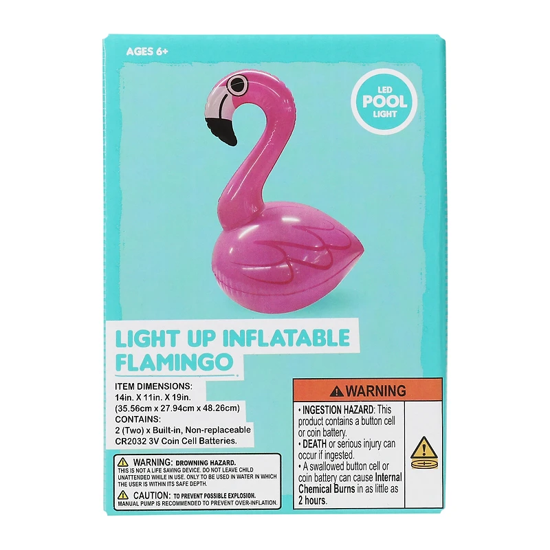 Inflatable LED Flamingo Pool Light 14in x 19in