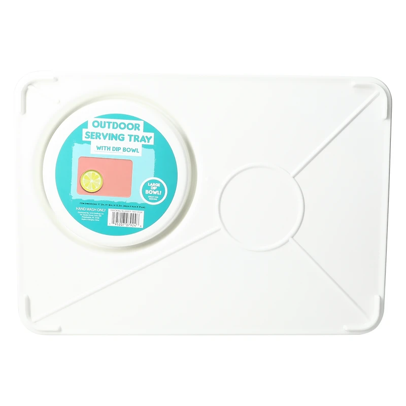 Outdoor Serving Tray With Dip Bowl 17.2in x 12.2in