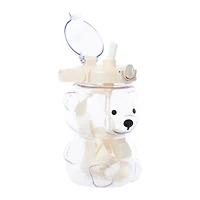 Clear Teddy Bear Water Bottle With Strap 34oz