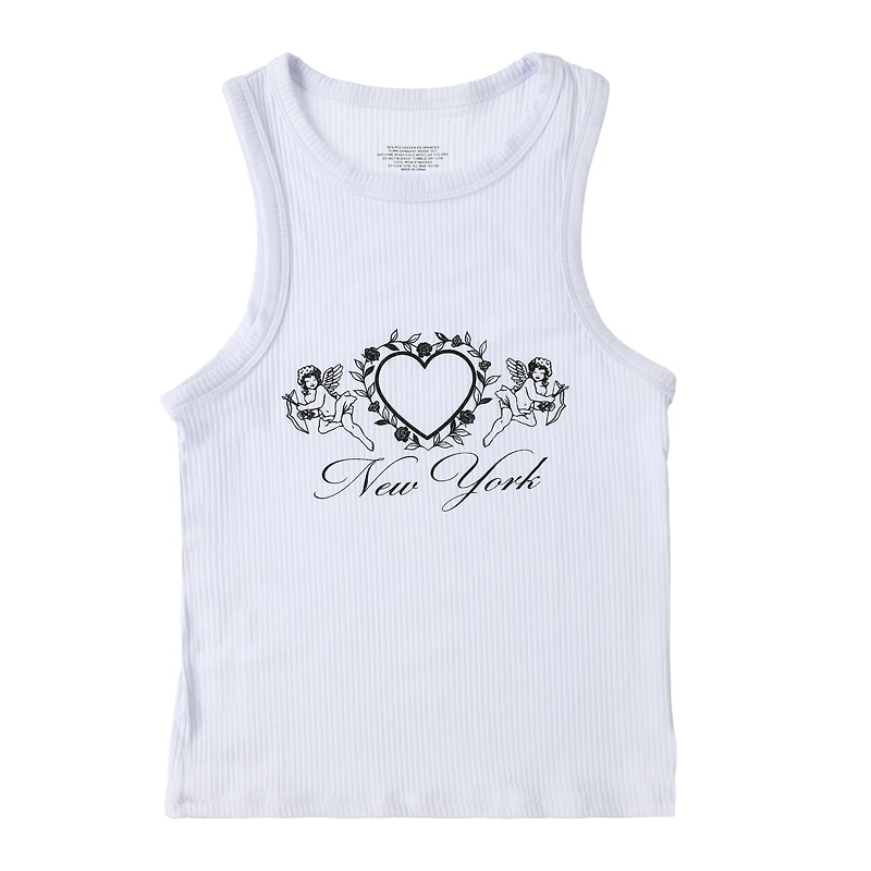 'New York' Heart Ribbed Pajama Tank Top
