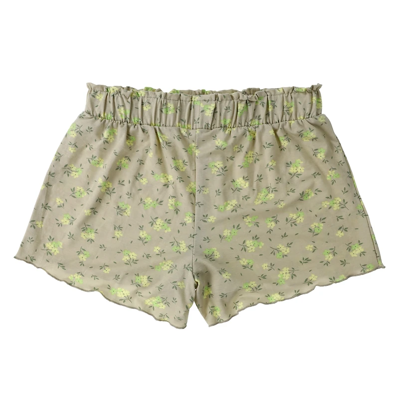 Printed Lettuce Trim Pajama Shorts