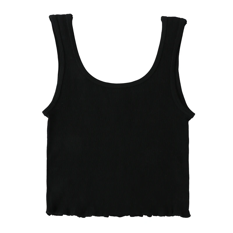 Smocked Seamless Tank Top With Lettuce Edge