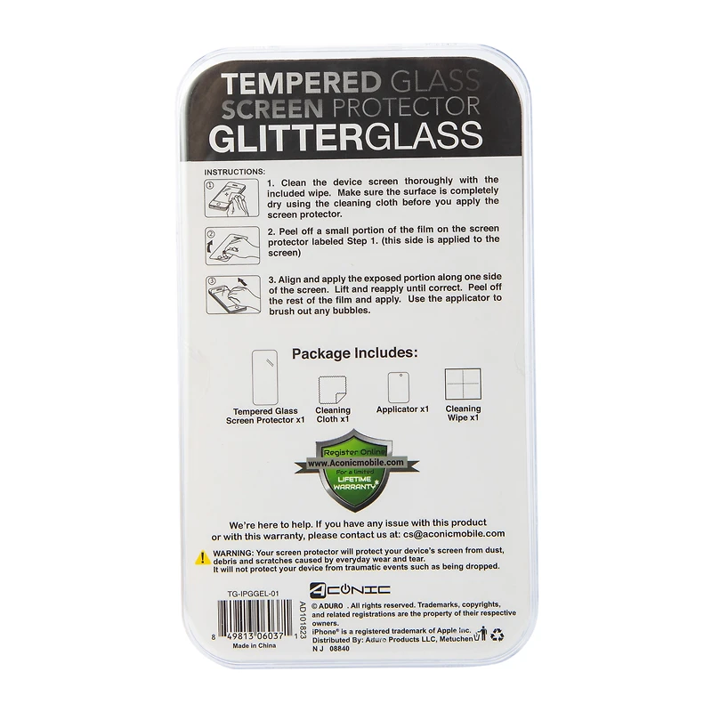 Glitter Glass Tempered Screen Protector For iPhone 11®/Xr®