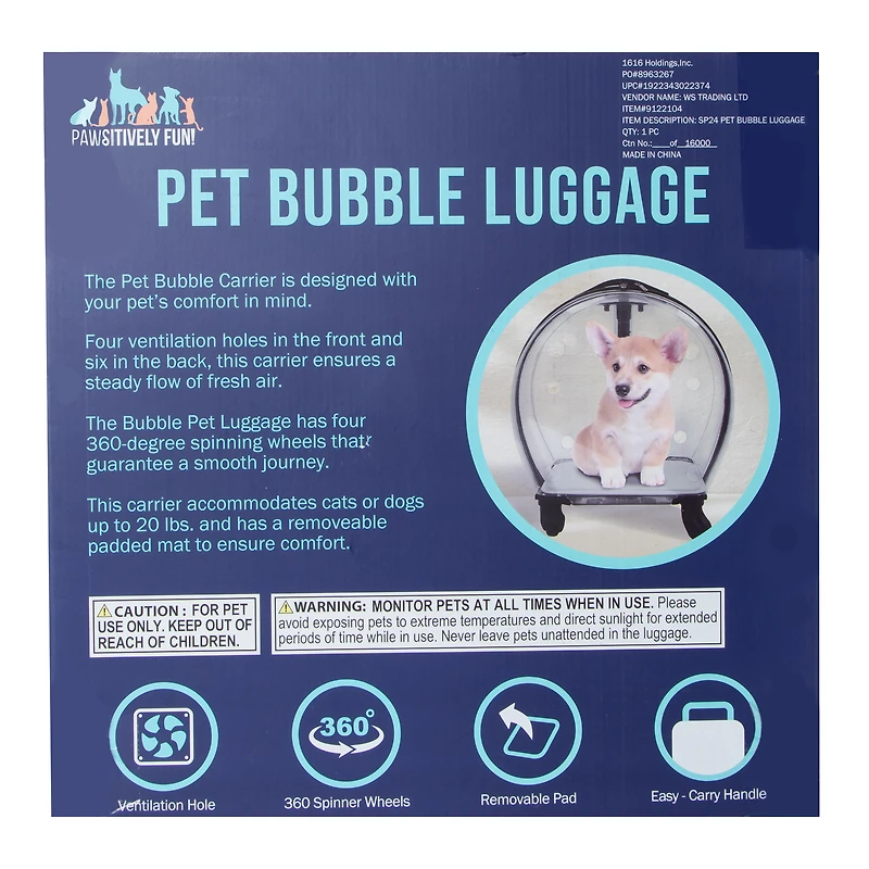Pet Bubble Luggage With Wheels